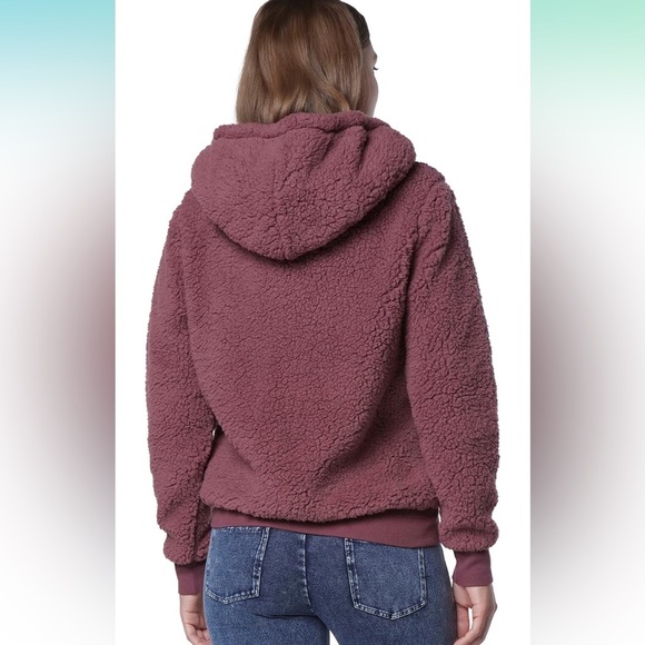 MARC NEW YORK Andrew Marc Teddy Fleece Full Zip Hoodie Jacket in Dried Rose MED - Picture 10 of 11